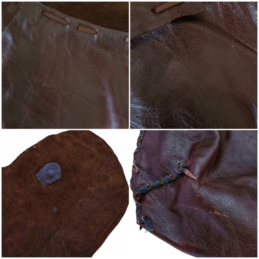 UNBRRANDED cowhide skull brown leather boho crossbody shoulder bag rustic purse - Picture 6 of 7